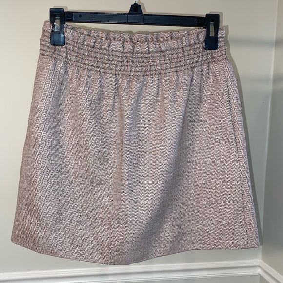 J. crew 100% wool mini skirt size 4 beige light Brown tan - Picture 1 of 8